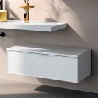 Composición de baño que incluye base con cajón, lavabo, espejo y cubo - Orione viadurini
