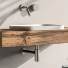 Composición de baño con base con ruedas, lavabo y espejo - Titan viadurini