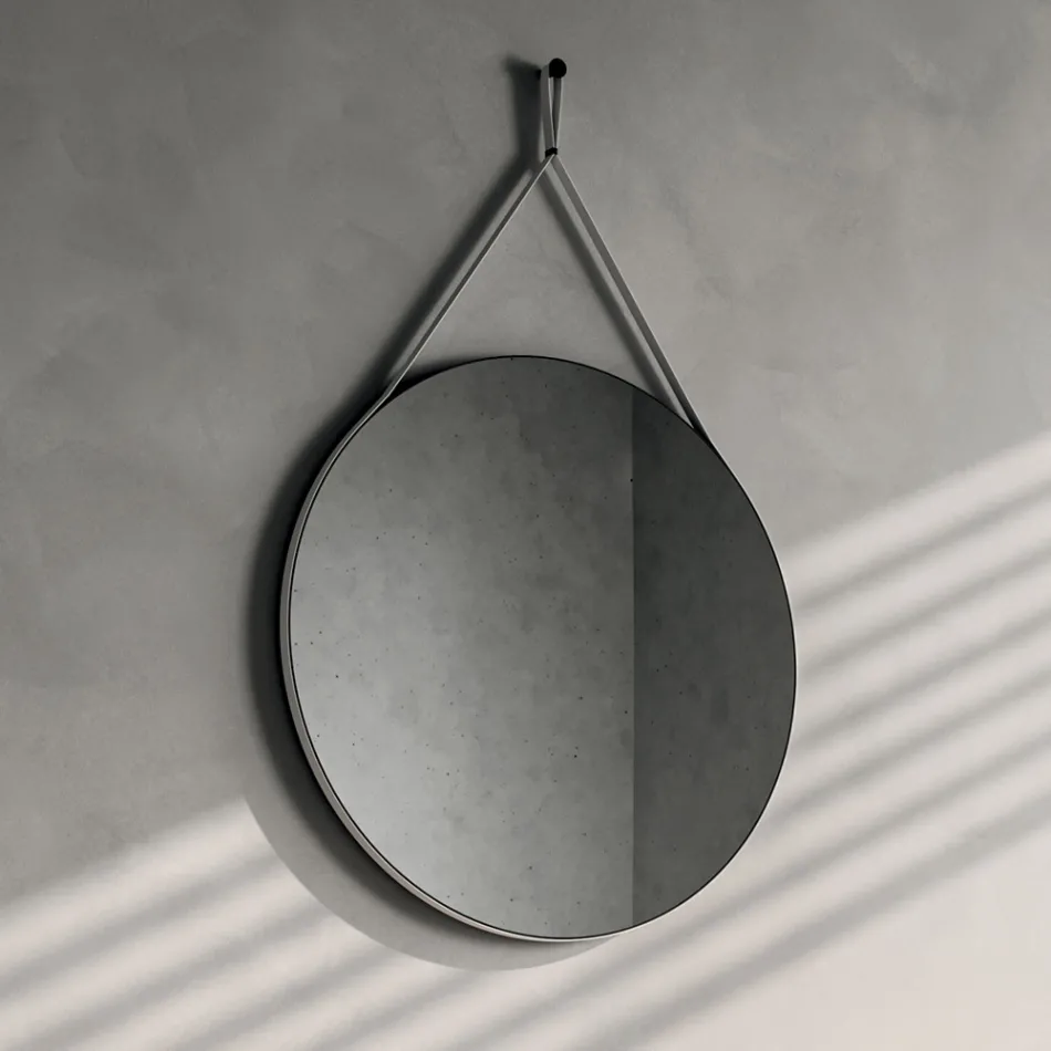 Composición de baño con base con ruedas, lavabo y espejo - Titan viadurini