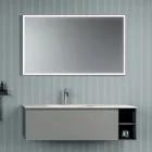 Composición de Baño con 1 Base con 1 Cajón y Compartimento Abierto y Espejo - Titan viadurini