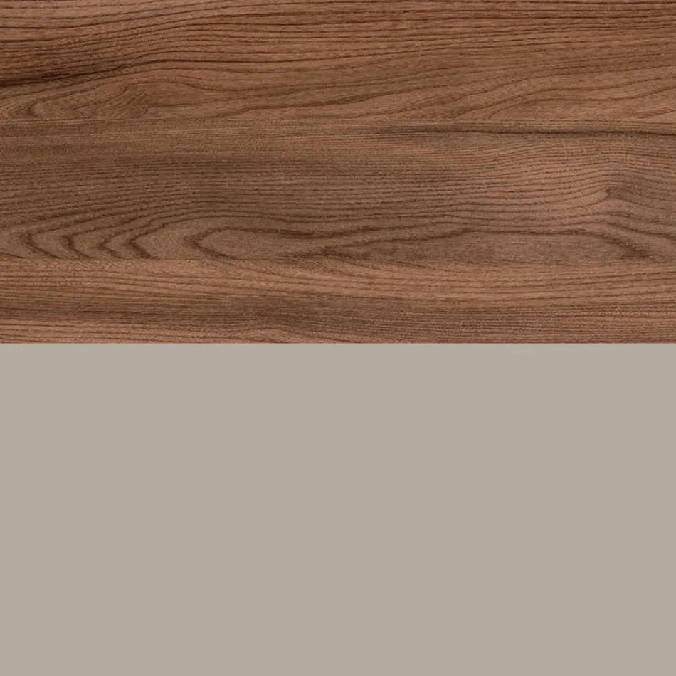 Composición de baño con 1 cajón, 2 estantes de roble, lavabo y espejo - Titan viadurini