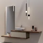 Composición de baño con 1 cajón, 2 estantes de roble, lavabo y espejo - Titan viadurini