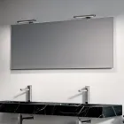 Composición de baño con 1 cajón blanco, espejo y balda Marquina HPL - Velaria viadurini