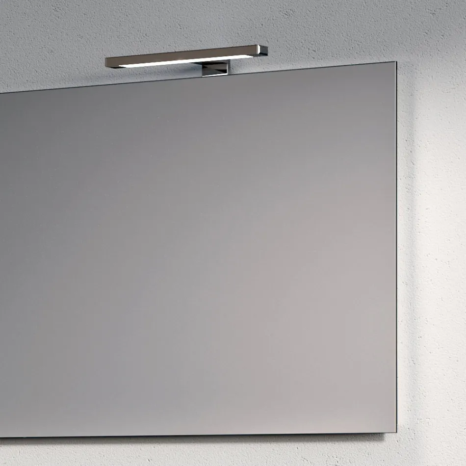 Composición de baño con 1 cajón blanco, espejo y balda Marquina HPL - Velaria viadurini