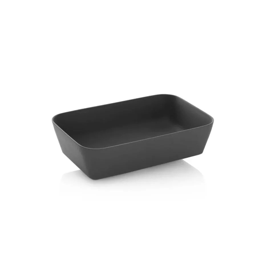 Composición de baño con 1 cajón, lavabo de resina antracita y espejo - Titan viadurini