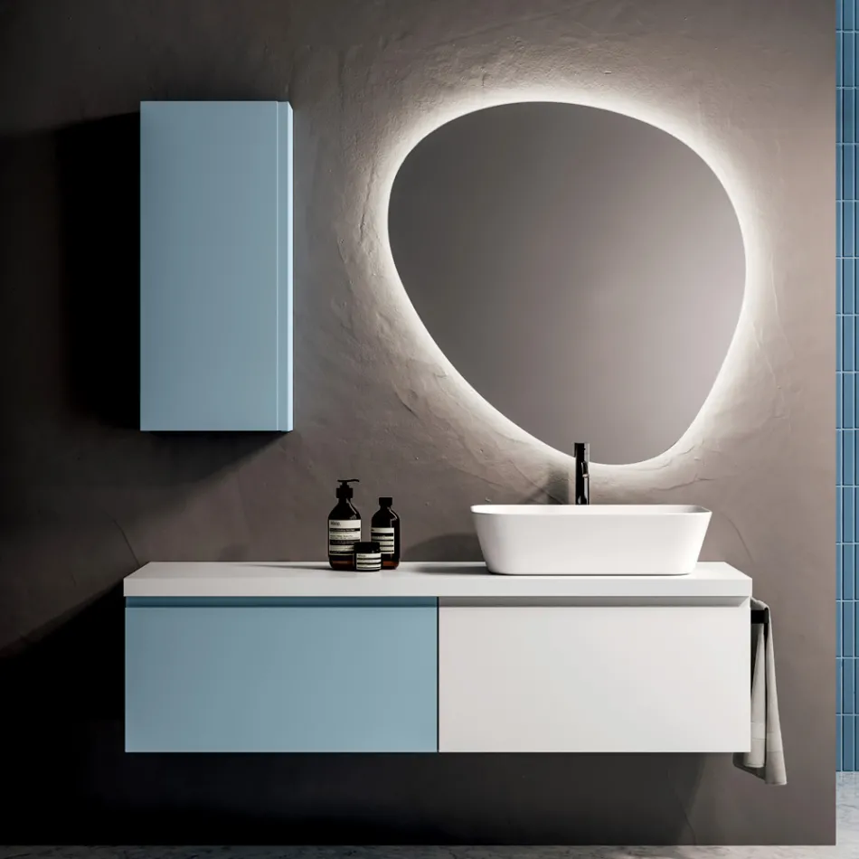 Composición de Baño con 2 Bases con 1 Cajón cada una y Espejo - Titan viadurini