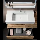 Composición de baño con 2 cajones, lavabo blanco, espejo y mueble de pared - Elios viadurini
