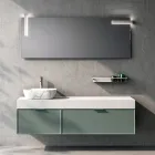 Composición de baño con 2 cajones, lavabo de cerámica Calacatta y espejo - Orione viadurini