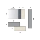 Composición de baño con 2 cajones, mueble de pared, columna y espejo - Titan viadurini