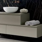 Composición de baño con 4 cajones, 2 lavabos de cerámica y espejo - Titan viadurini