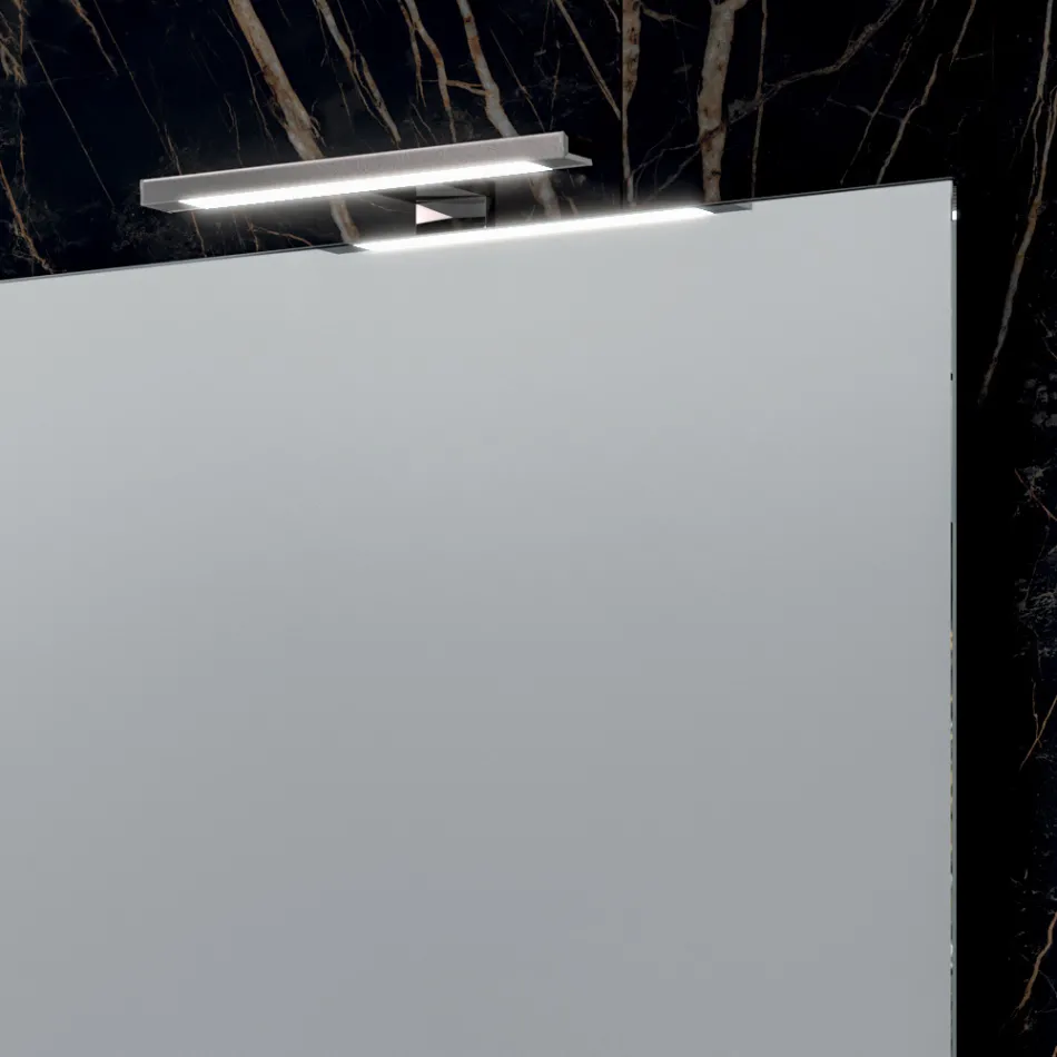 Composición de baño con 4 cajones, 2 lavabos de cerámica y espejo - Titan viadurini