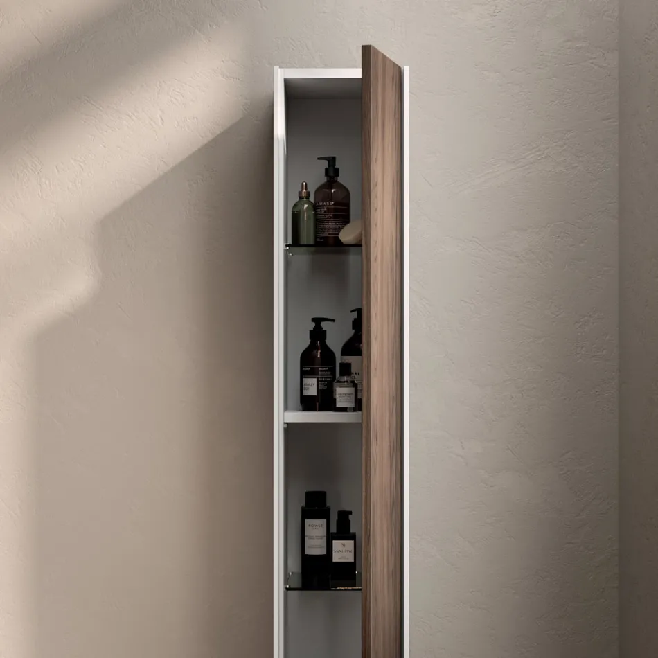 Composición de baño con 4 cajones en Roble Río, espejo y lavabo - Velaria viadurini