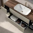 Composición de baño con 4 cajones, lavabo, espejo y estantes abiertos - Elios viadurini