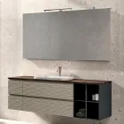 Composición de baño con 4 cajones, lavabo, espejo y estantes abiertos - Elios viadurini