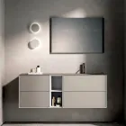 Composición de baño con 4 cajones, compartimento abierto, lavabo y espejo - Velaria viadurini