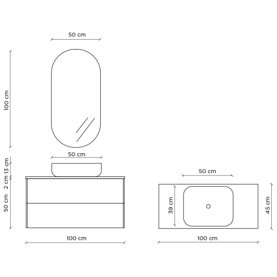 Composición de Baño con Base, Espejo y Lavabo de Piedra Habana Made in Italy - Kilos viadurini