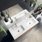 Composición de Baño con Base Roble Miel, Lavabo y Espejo Made in Italy - Kilos viadurini