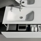 Composición de baño con cajones, lavabo de cerámica y espejo LED - Elios viadurini