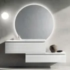 Composición de baño con cajones, lavabo de cerámica y espejo LED - Elios viadurini