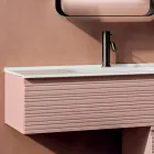 Composición de baño con cajones, lavabo y espejo en rosa empolvado - Elios viadurini