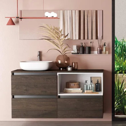 Composición de Baño con Lavabo de Cerámica y Espejo Made in Italy - Dream viadurini