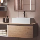 Composición de Baño con Espejo con Lámpara Integrada, Lavabo y Base - Dream viadurini