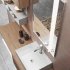 Composición de Baño con Espejo con Lámpara Integrada, Lavabo y Base - Dream viadurini