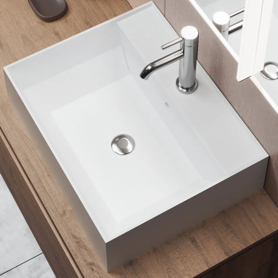 Composición de Baño con Espejo con Lámpara Integrada, Lavabo y Base - Dream viadurini