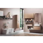 Composición de Baño con Espejo con Lámpara Integrada, Lavabo y Base - Dream viadurini