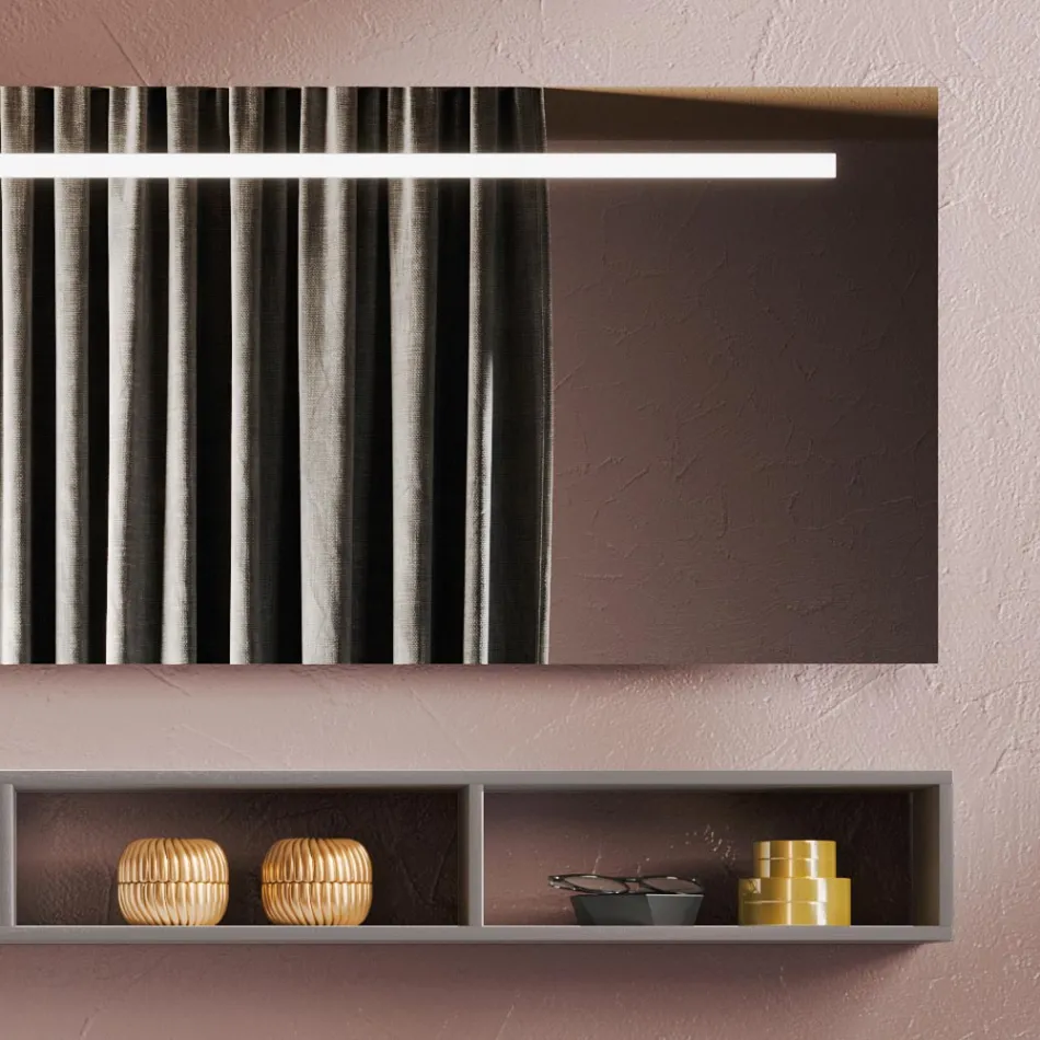 Composición de Baño con Espejo y Lámpara Base Anti-Rasguños Made in Italy - Dream viadurini