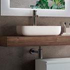 Composición de baño con espejo y lavabo de cerámica Made in Italy - Palom viadurini