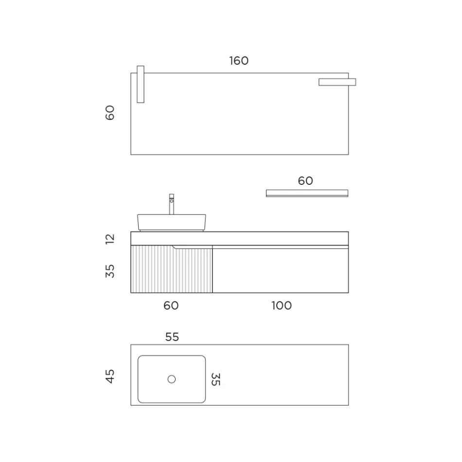 Composición de baño con espejo y estante Made in Italy - Erebo viadurini