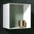 Composición de Baño con Espejo y Muebles Altos de Metal Made in Italy - Efesto viadurini