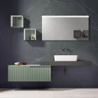 Composición de Baño con Espejo y Muebles Altos de Metal Made in Italy - Efesto viadurini
