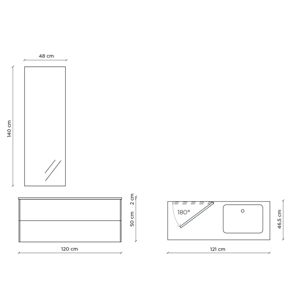 Composición de Baño con Espejo Giratorio 180°, Base y Lavabo Made in Italy - Kilos viadurini