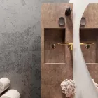 Composición de baño con espejo moderno y lavabo consola Made in Italy - Palom viadurini