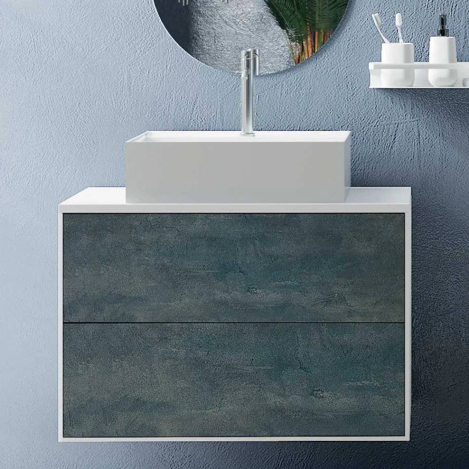 Composición de Baño con Espejo Oval, Base y Lavabo Made in Italy - Kilos viadurini