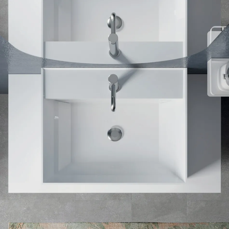 Composición de Baño con Espejo Oval, Base y Lavabo Made in Italy - Kilos viadurini