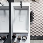 Composición de baño con espejo ovalado, lavabo y base Made in Italy - Palom viadurini