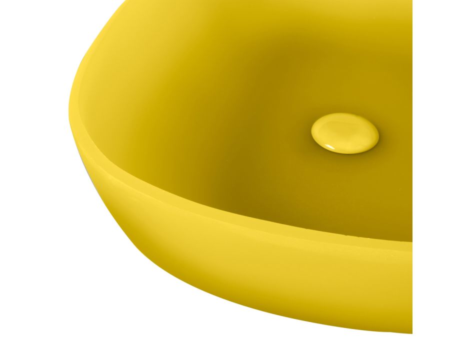Composición de Baño de Diseño Color Amarillo con Accesorios y Espejo - Patryk viadurini