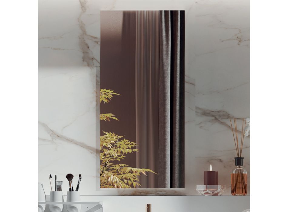 Composición de baño doble con espejo rectangular y lavabo Made in Italy - Palom viadurini