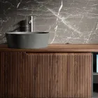 Composición de baño en roble acanalado y compartimento abierto Made in Italy - Febe viadurini