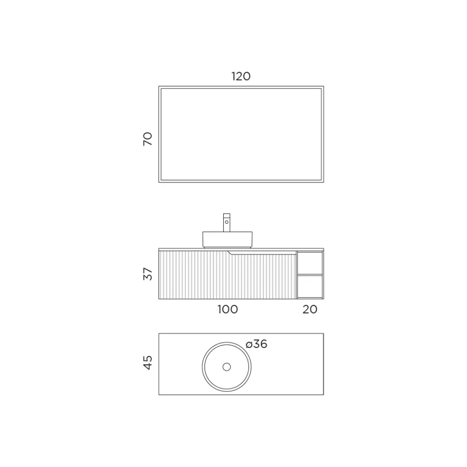 Composición de baño en roble acanalado y compartimento abierto Made in Italy - Febe viadurini