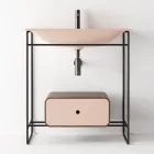 Composición de Baño Lavabo en Cerámica y Espejo Made in Italy - Chantal viadurini