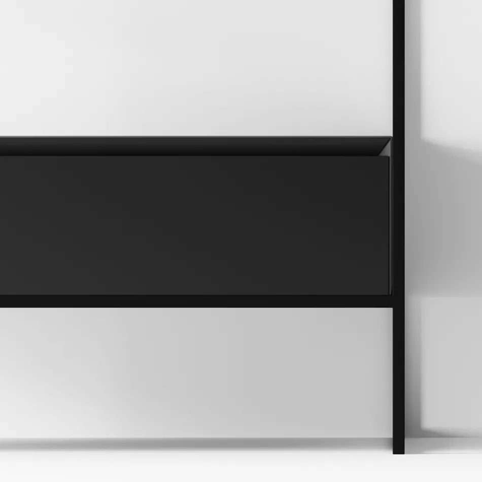 Lavabo de composición de baño en cerámica y espejo Made in Italy - Hoscar viadurini