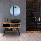 Composición de baño negra con mueble de teca y accesorios de calidad - Sylviane viadurini
