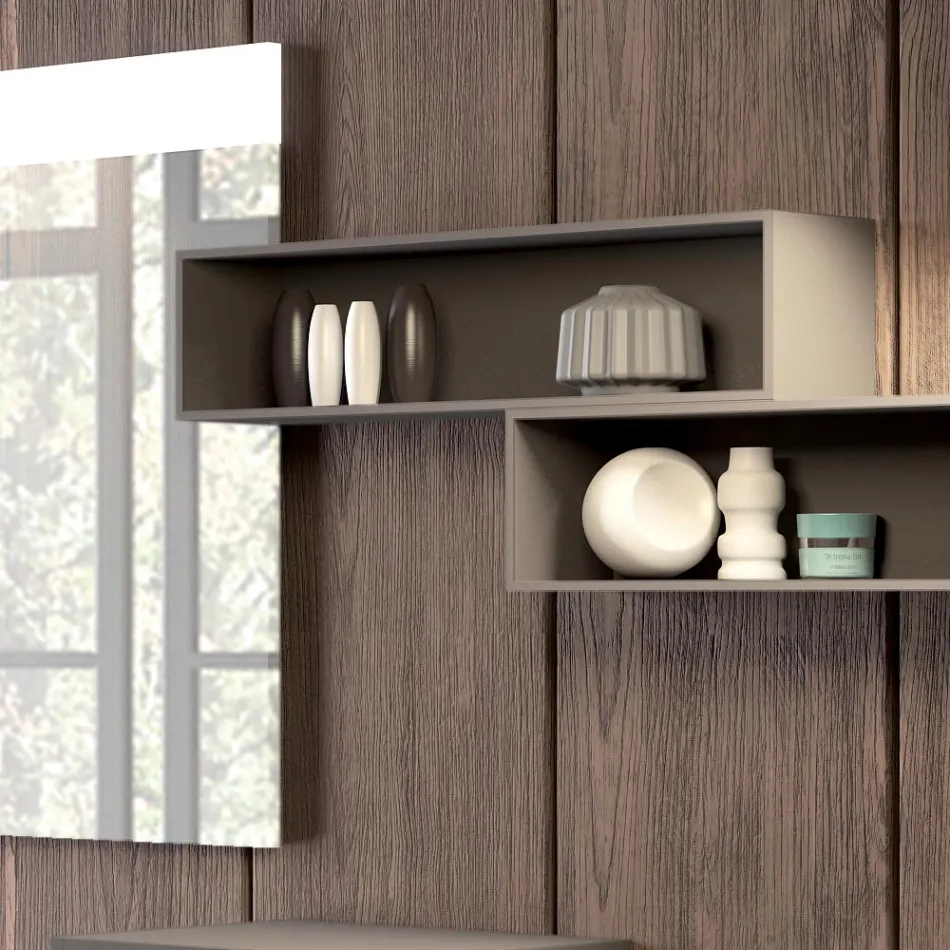 Composición de baño suspendida en fenix gris humo made in Italy, Nápoles viadurini