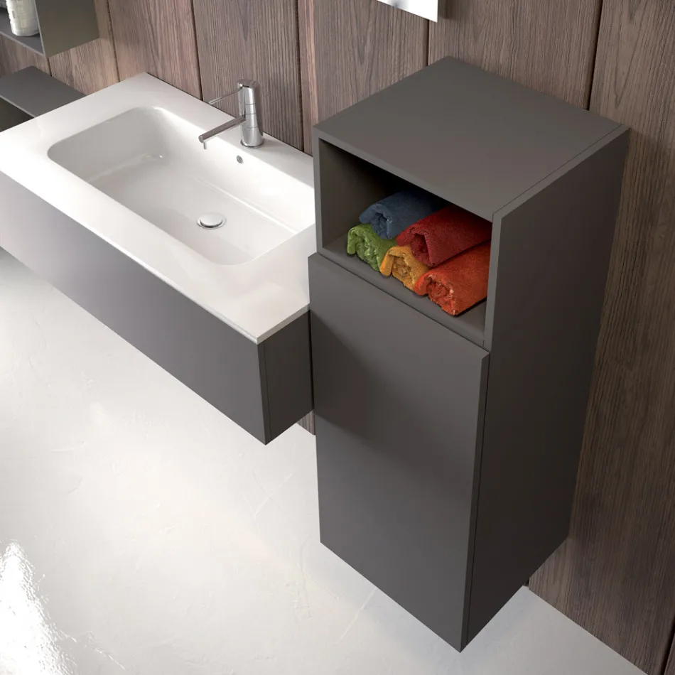 Composición de baño suspendida en fenix gris humo made in Italy, Nápoles viadurini