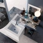 Composición de Baño Suspendido, Espejo y Bases Blancas Made in Italy - Polsen viadurini