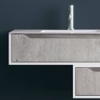Composición de baño suspendida, espejo y bases de hormigón Made in Italy - Polsen viadurini